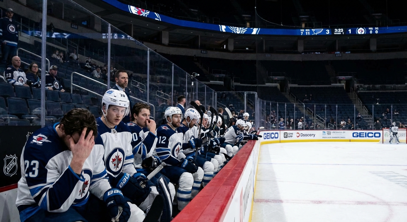 Winnipeg Jets players showing frustration during losing streak