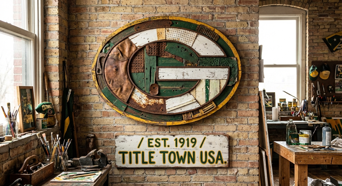 Green Bay Packers and Chicago Bears team logos facing off with playoff atmosphere