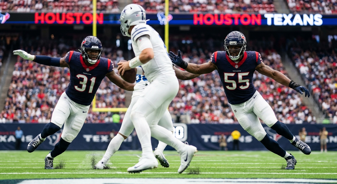 Will Anderson Jr. and Danielle Hunter rushing the quarterback together