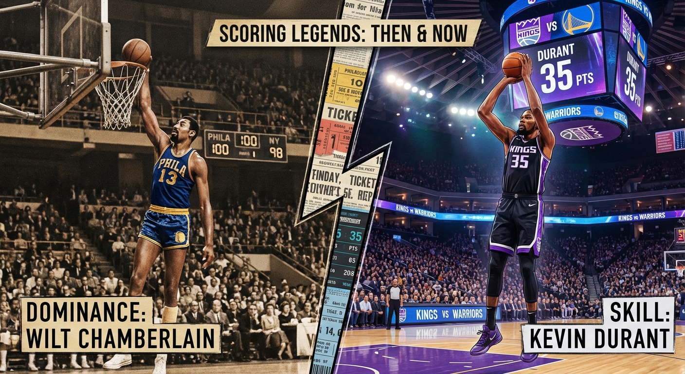 Historical comparison graphic of Wilt Chamberlain and Kevin Durant