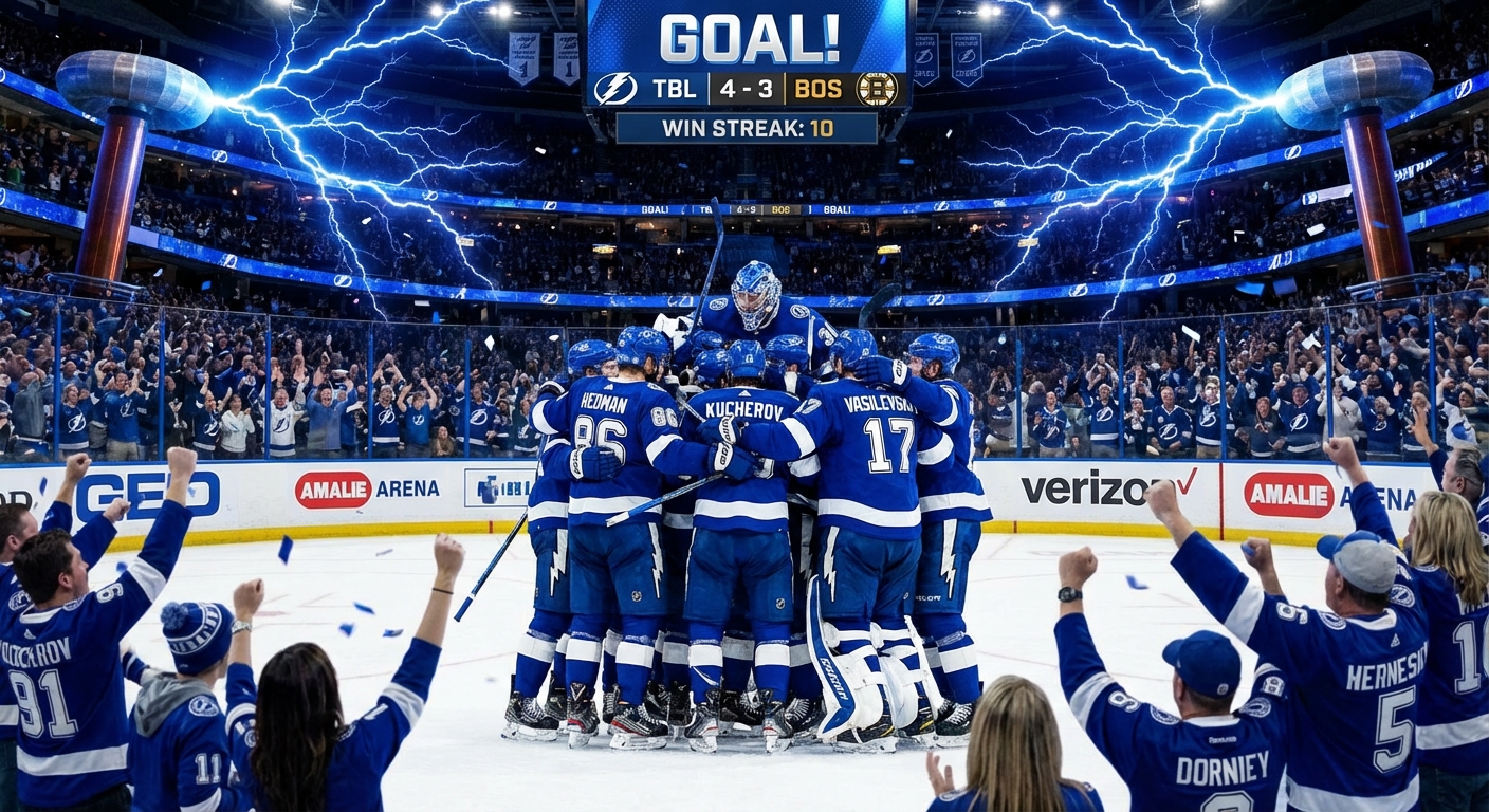 Tampa Bay Lightning Ride Franchise-Record Winning Streak to Atlantic Lead