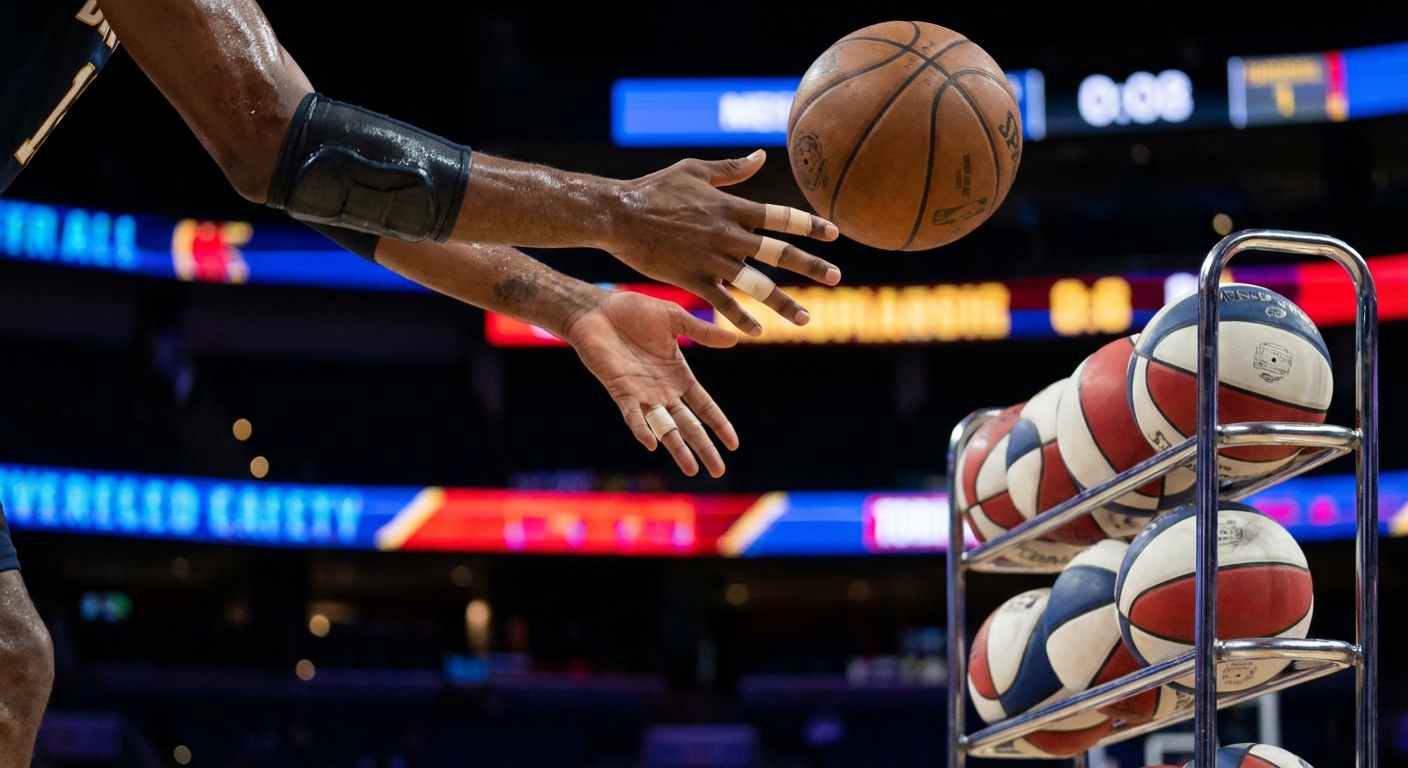 Close-up of a basketball player's shooting form during the 3-Point Contest